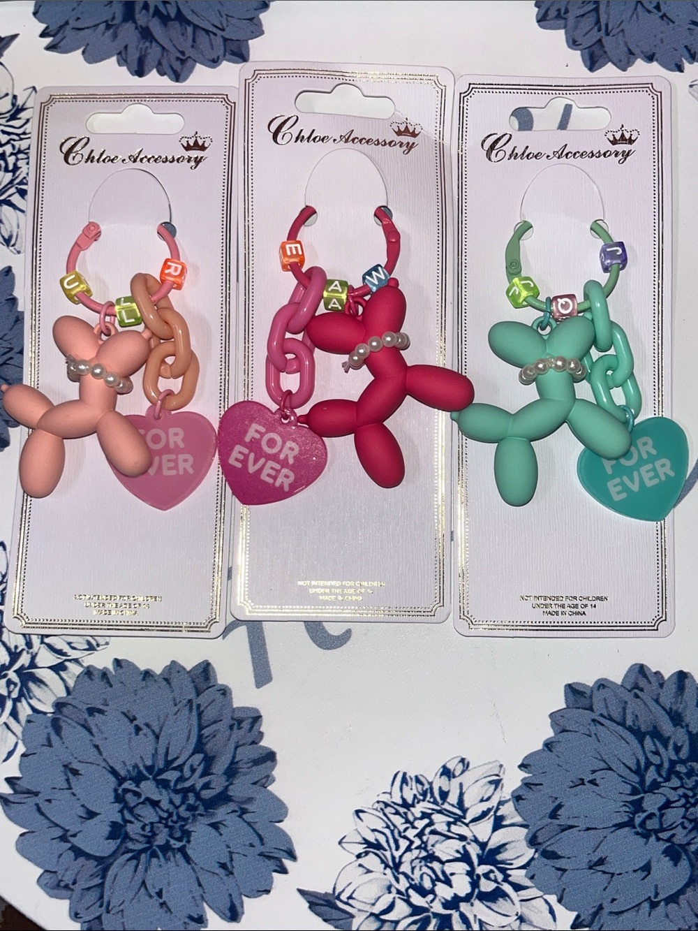 Cute Balloon Dog Keychain - Peach, Pink, Mint- choose one color